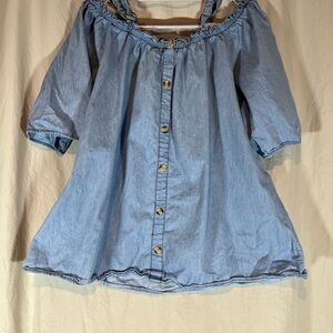 Millage Light Blue Ruffled Top